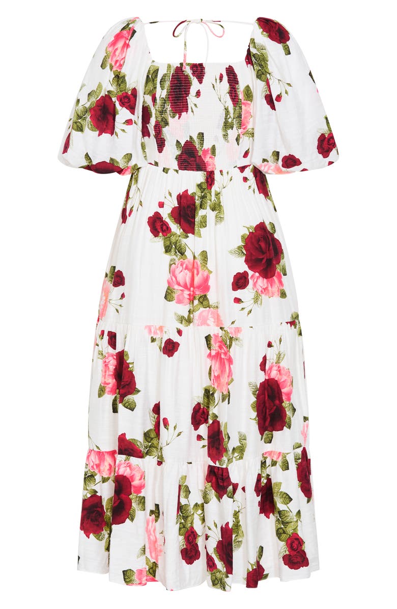 City Chic Mindy Floral Print Puff Sleeve Maxi Dress, Alternate, color, Dolce Ivory