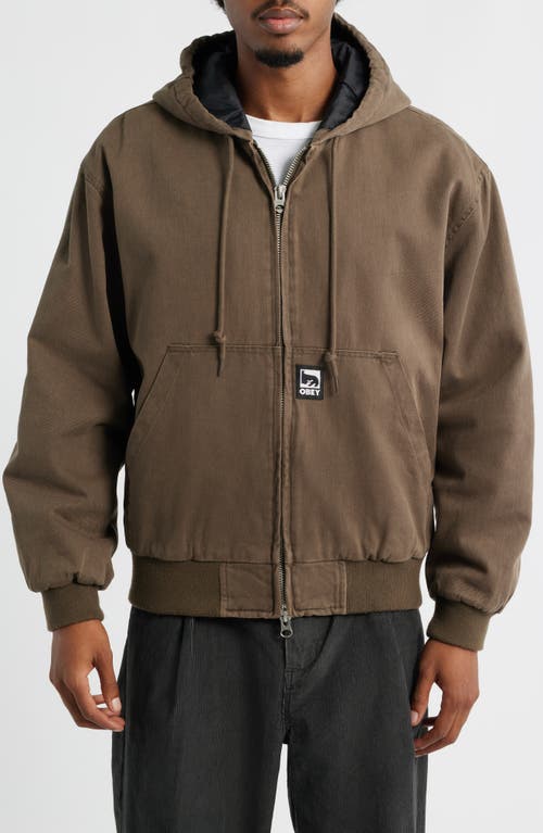 Obey Randy Hooded Cotton Jacket In Brown