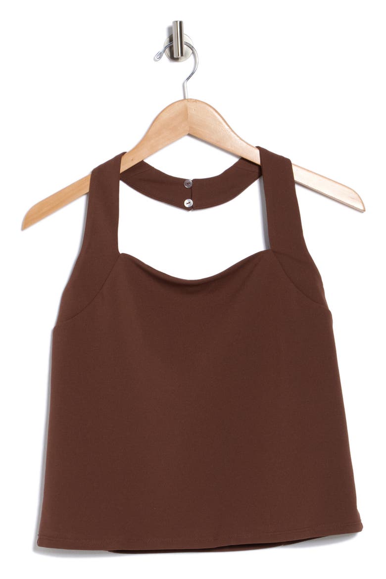 Square Neck Halter Top, Alternate, color, CHOCOLATE