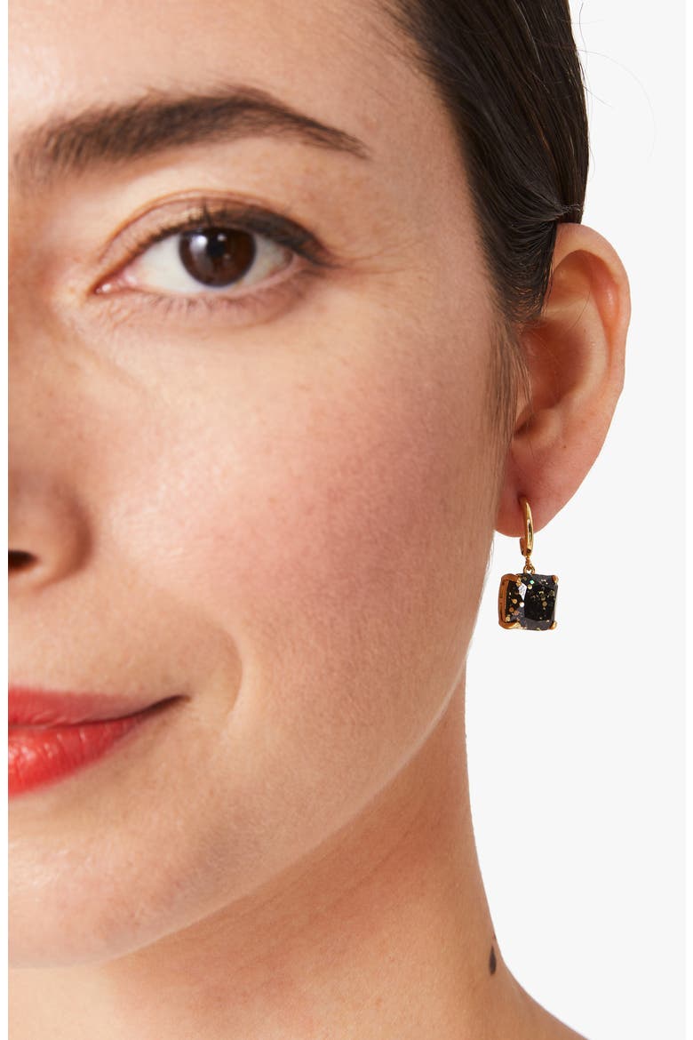 mini small huggie hoops, Alternate, color, BLACK GLITTER