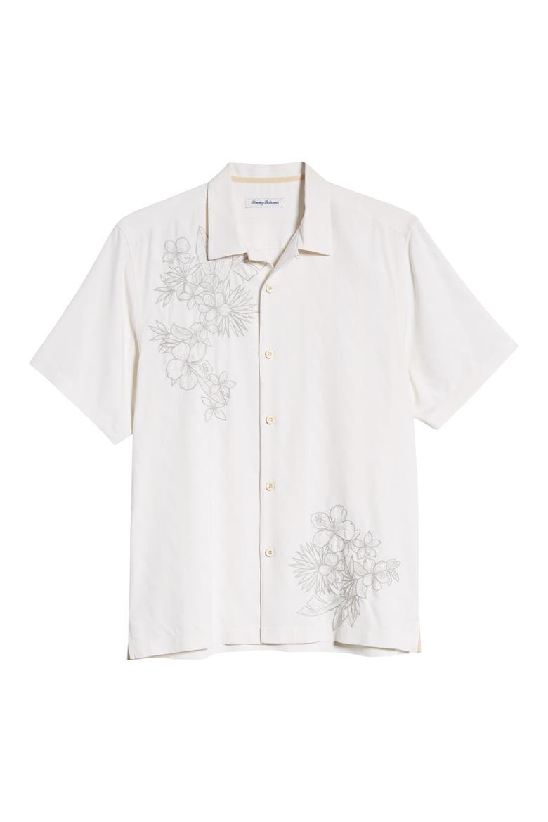 Vicenco Vines Classic Fit Embroidered Silk Button-Up Camp Shirt, Alternate, color, CONTINENTAL