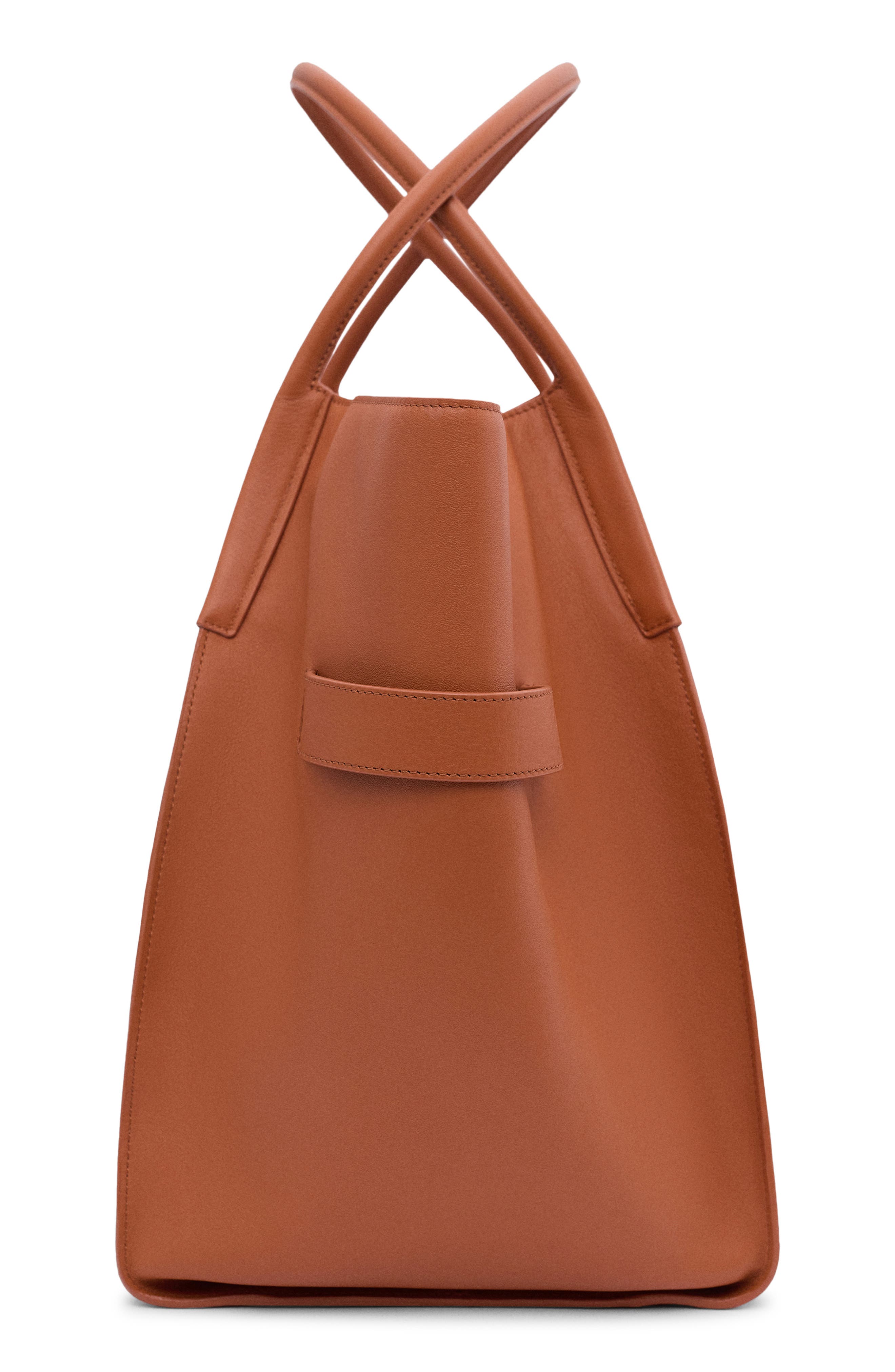 MANGO Maxi Leather Shopper Bag, Alternate, color, Orange
