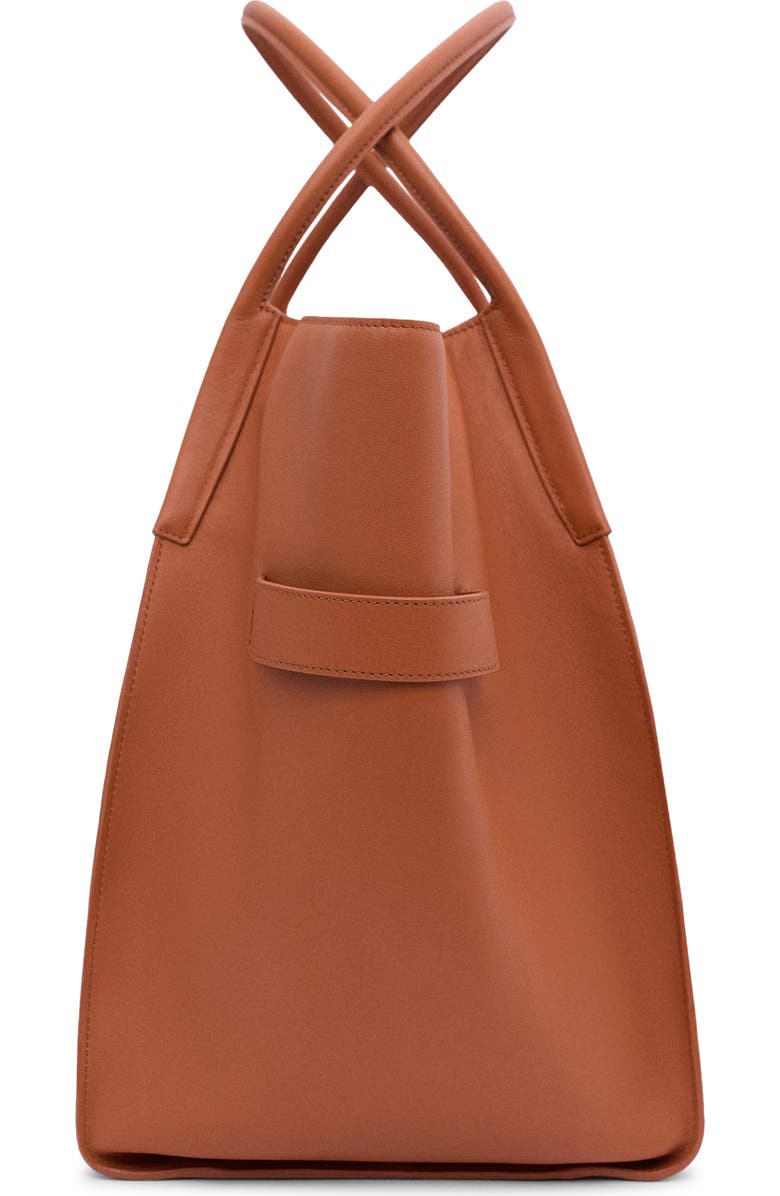 MANGO Maxi Leather Shopper Bag, Alternate, color, Orange