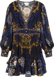 Camilla Beaded Print Long Sleeve Silk Dress