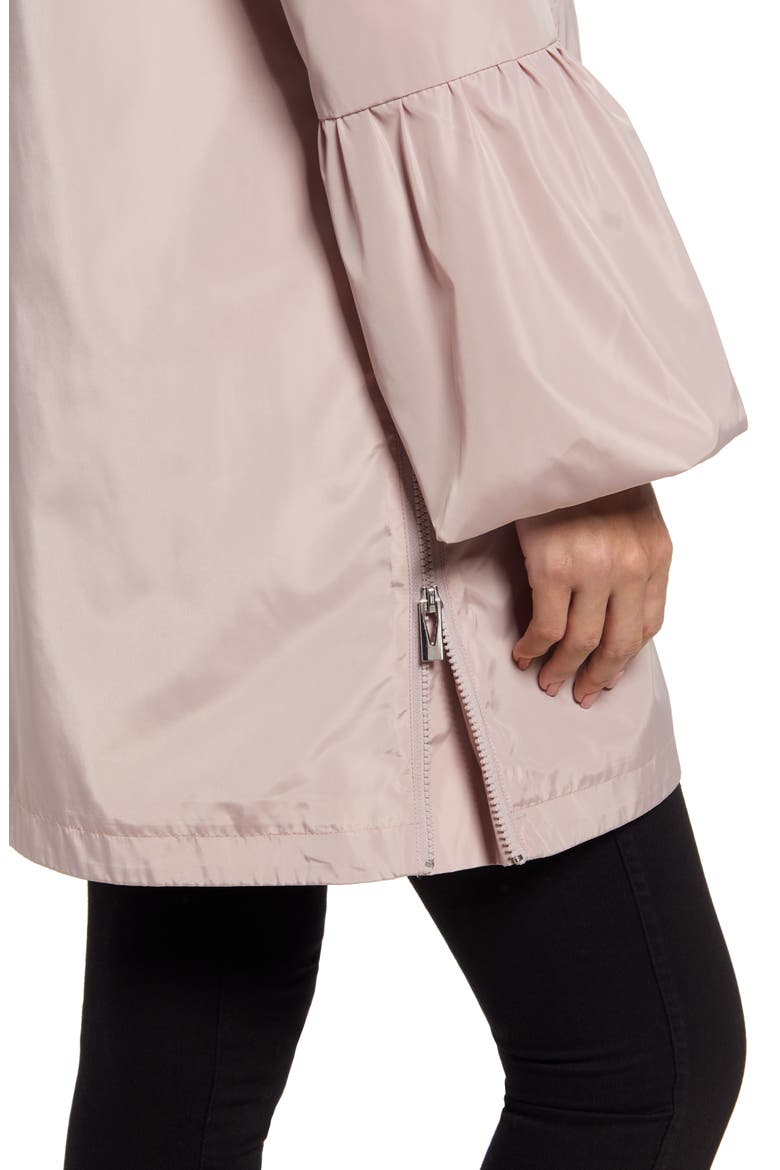 Balloon Sleeve Water Repellent Packable Rain Jacket, Alternate, color, PALE PINK