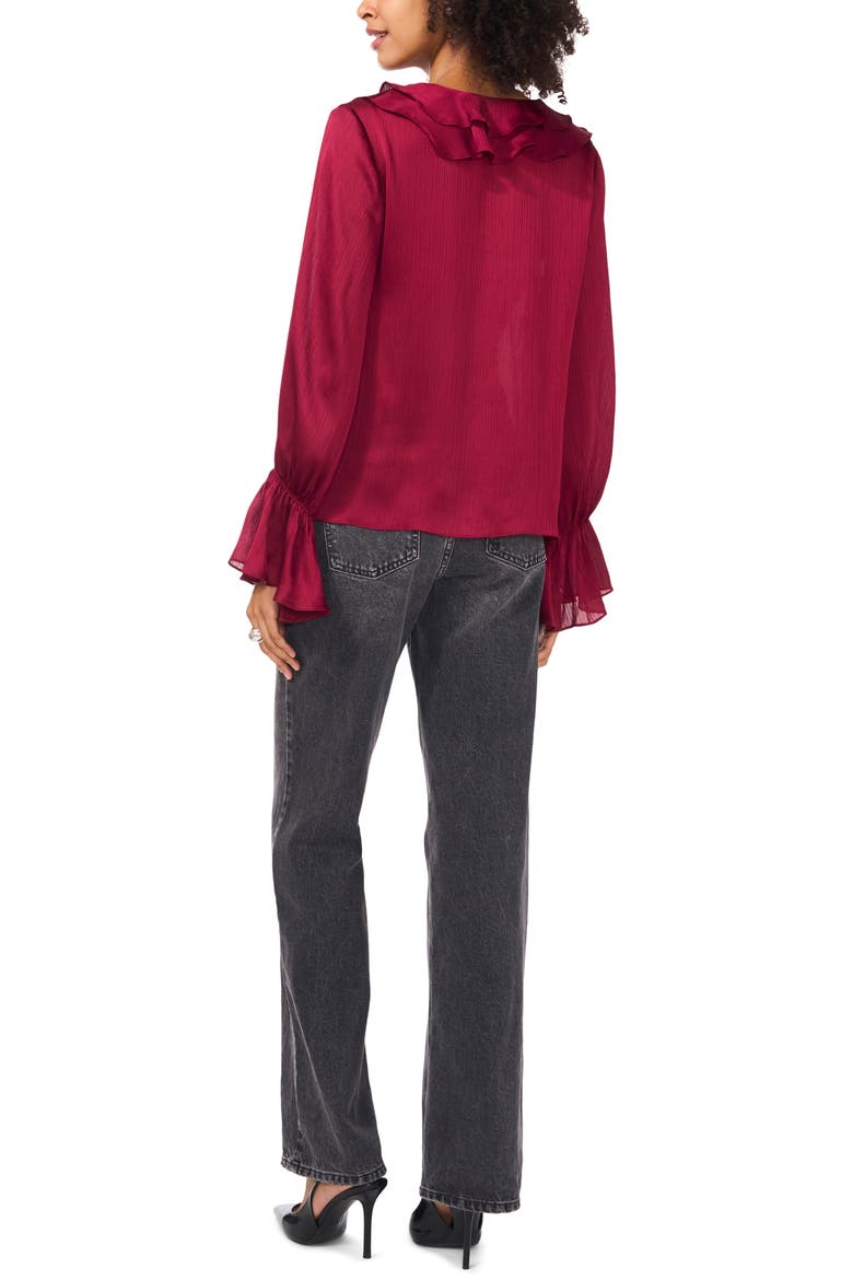Ruffle Detail Textured Top, Alternate, color, DEEP SANGRIA