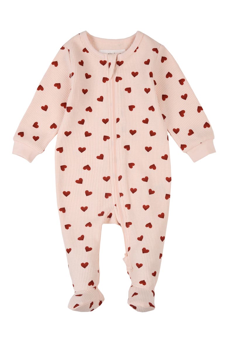 Stretch Organic Cotton Blend Fitted Footie Pajamas, Main, color, LIGHT PINK