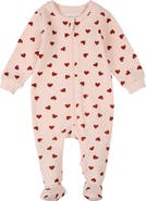 Petit Lem Stretch Organic Cotton Blend Fitted Footie Pajamas