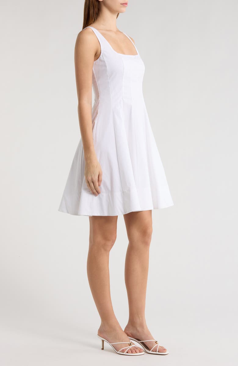 STAUD Wells Stretch Cotton Minidress, Alternate, color, White