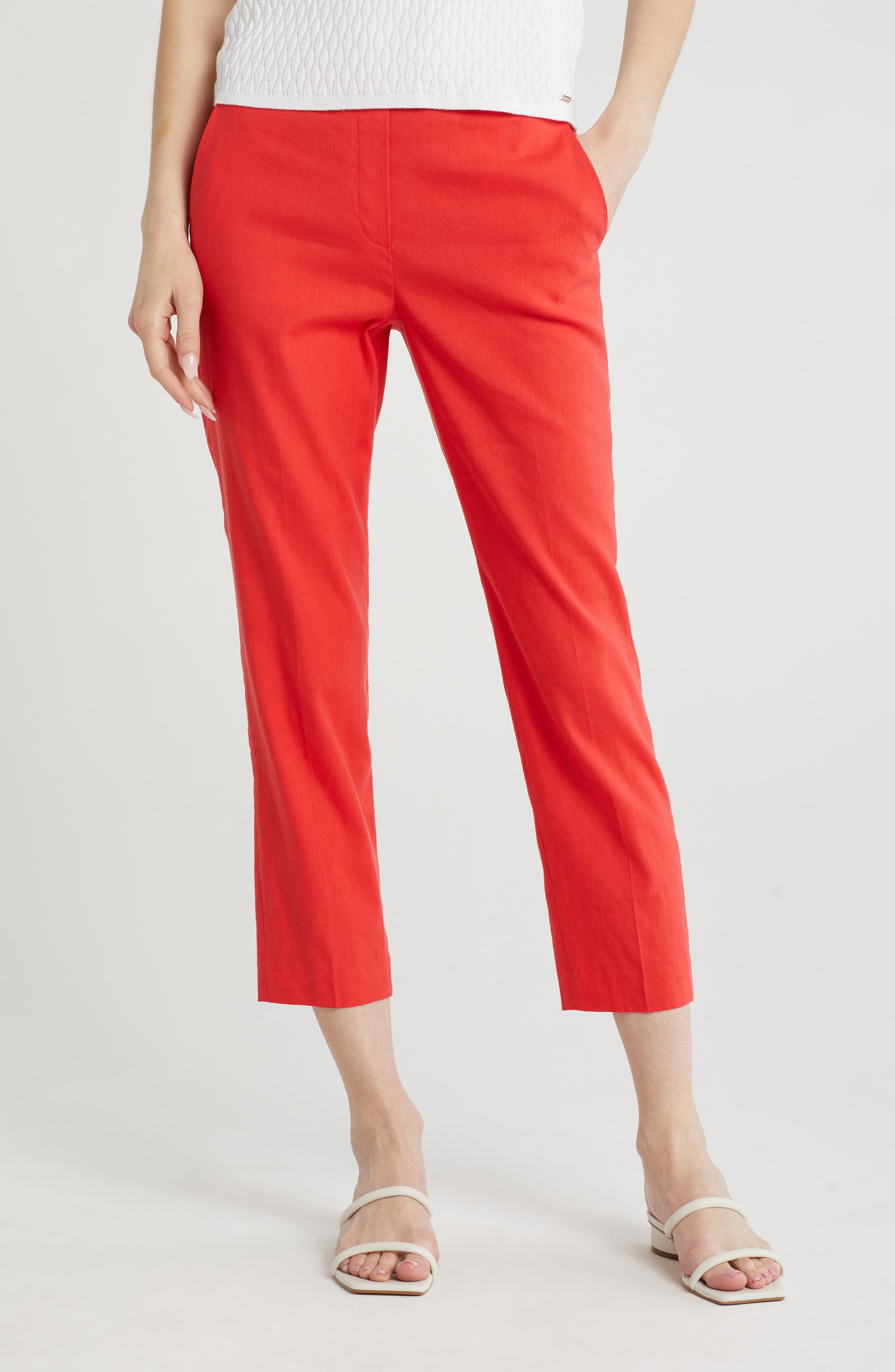 Treeca Linen Blend Crop Pull-On Pants