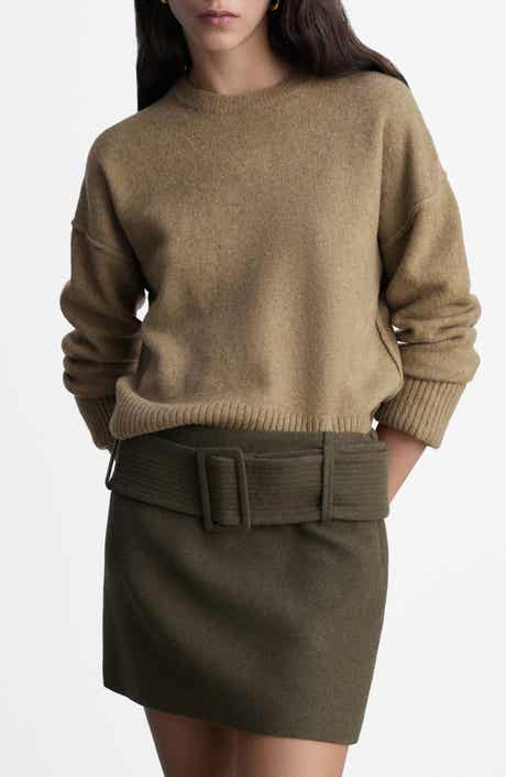 MANGO Cuffed Sleeve Crewneck Sweater