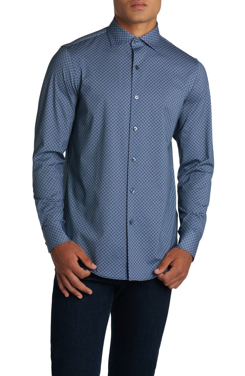 Bugatchi OoohCotton<sup>®</sup> Geometric Button-Up Shirt, Alternate, color, 