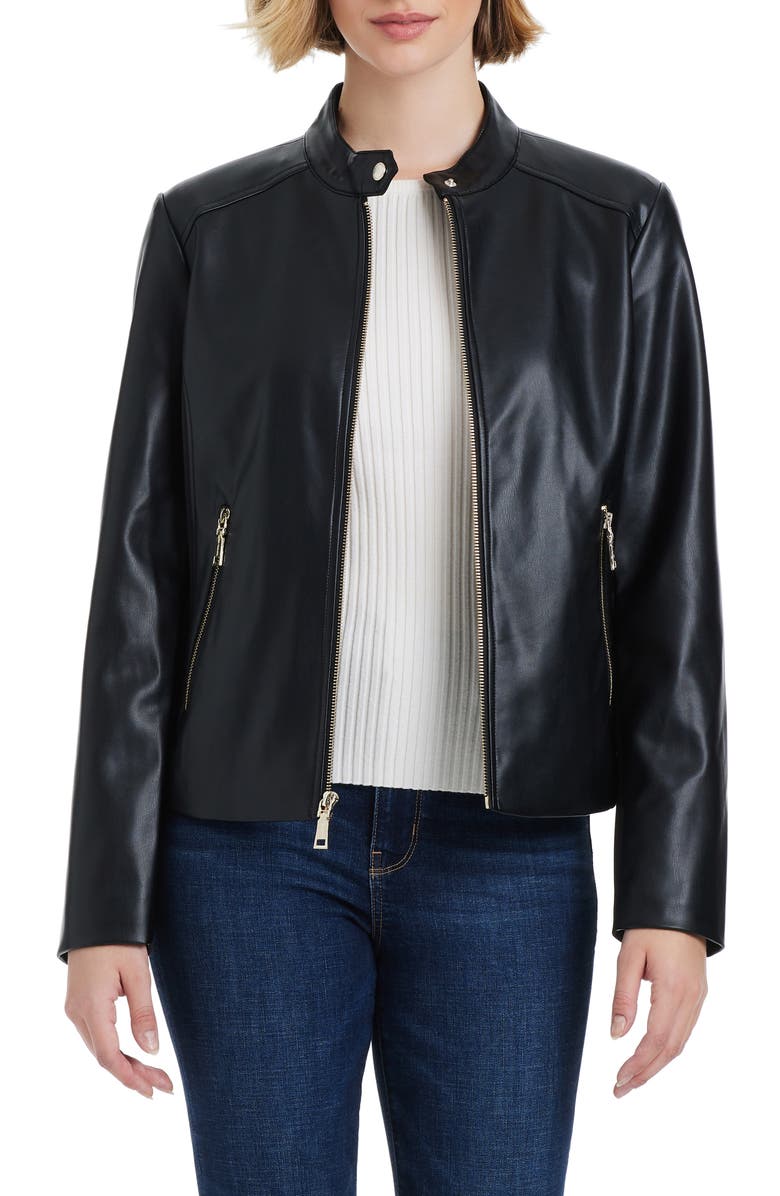 Vince Camuto Faux Leather Jacket, Alternate, color, Black