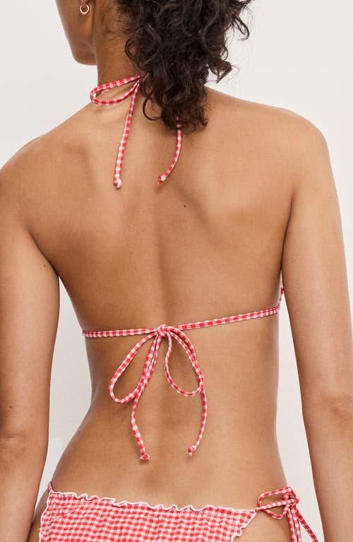 GOOD AMERICAN GOOD AMERICAN GINGHAM LATTICE EDGE BIKINI TOP 