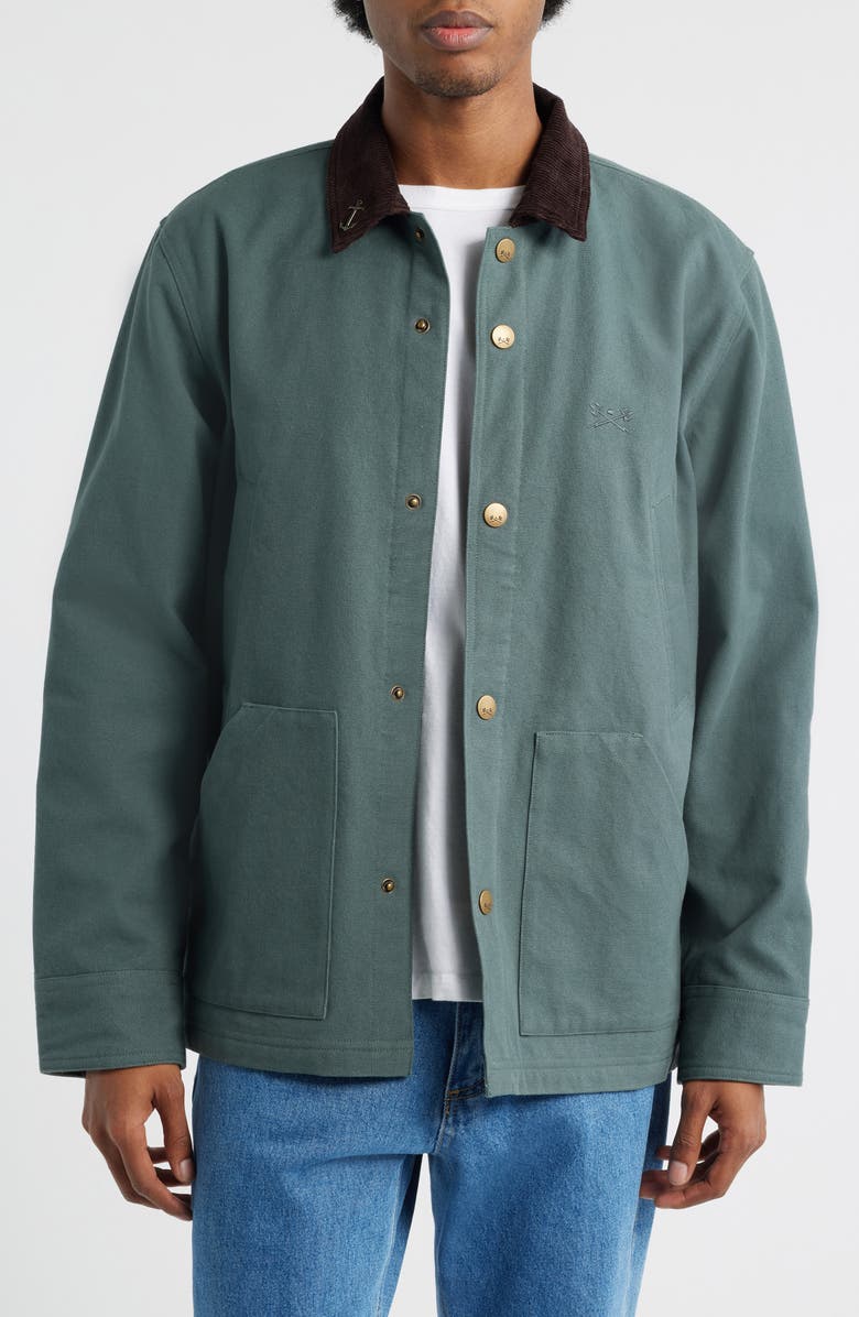 DARK SEAS Wrightwood Lined Cotton Canvas Barn Coat, Main, color, Green