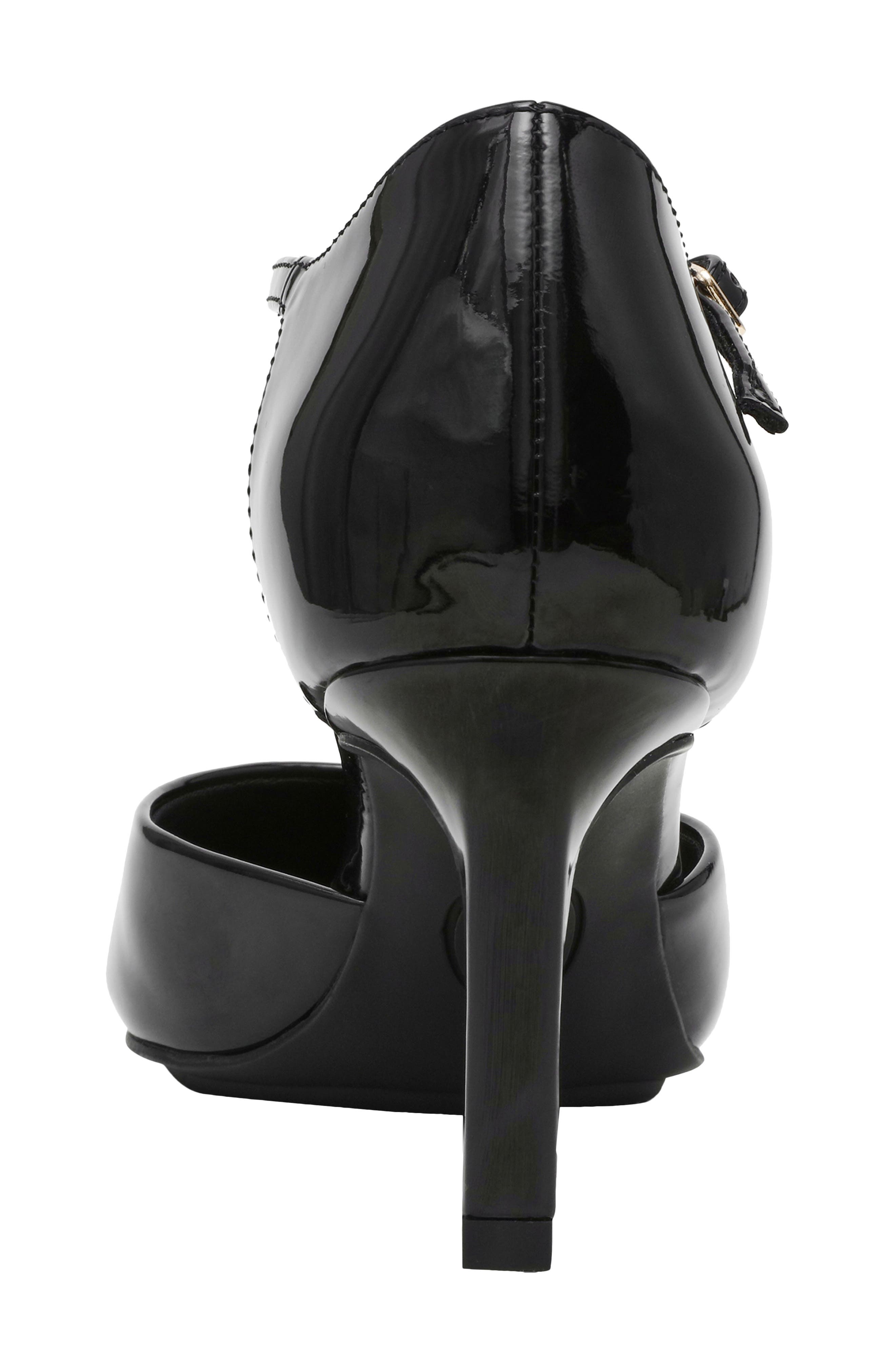 Anne Klein Rosalind Croc Embossed Ankle Strap Sandal, Alternate, color, Black Patent