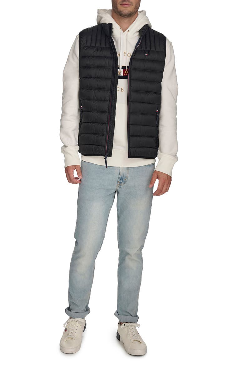 Quilted Nylon Vest, Alternate, color, BLACK