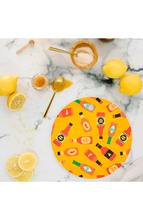 Deny Designs Hot Sauce Bottles Cutting Board In Yellow