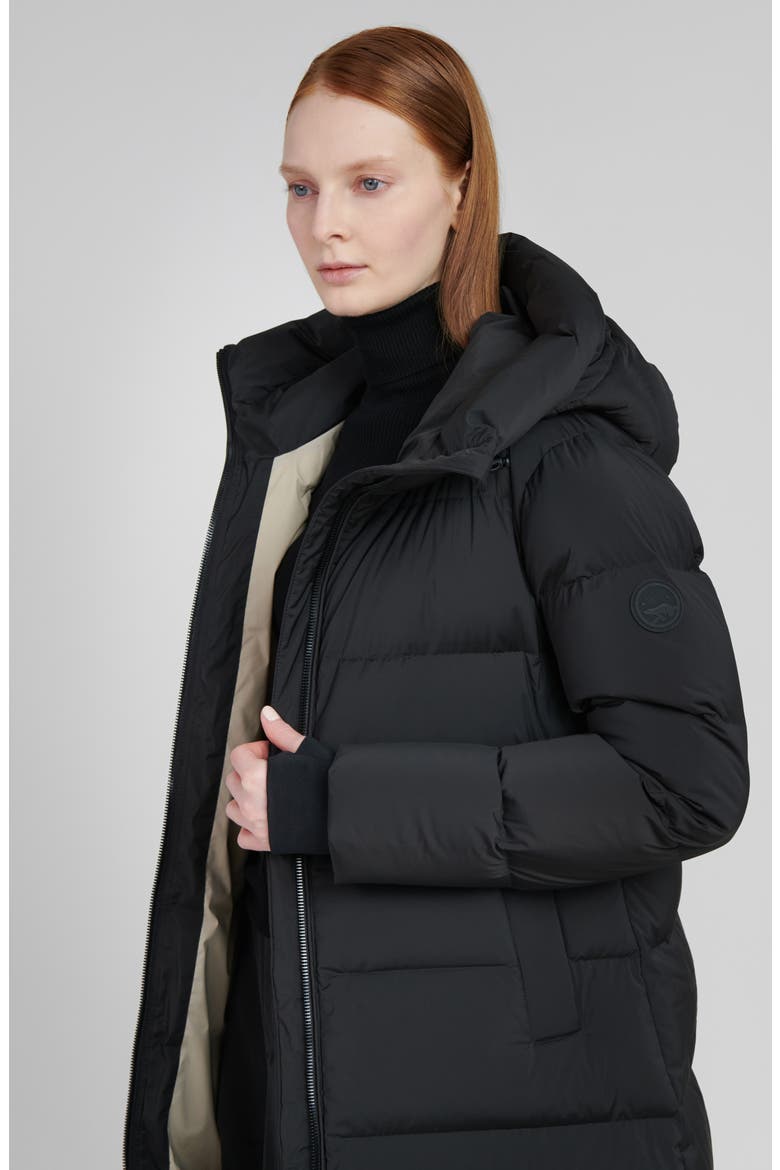 Water Resistant Hooded Down Coat, Alternate, color, BLACK