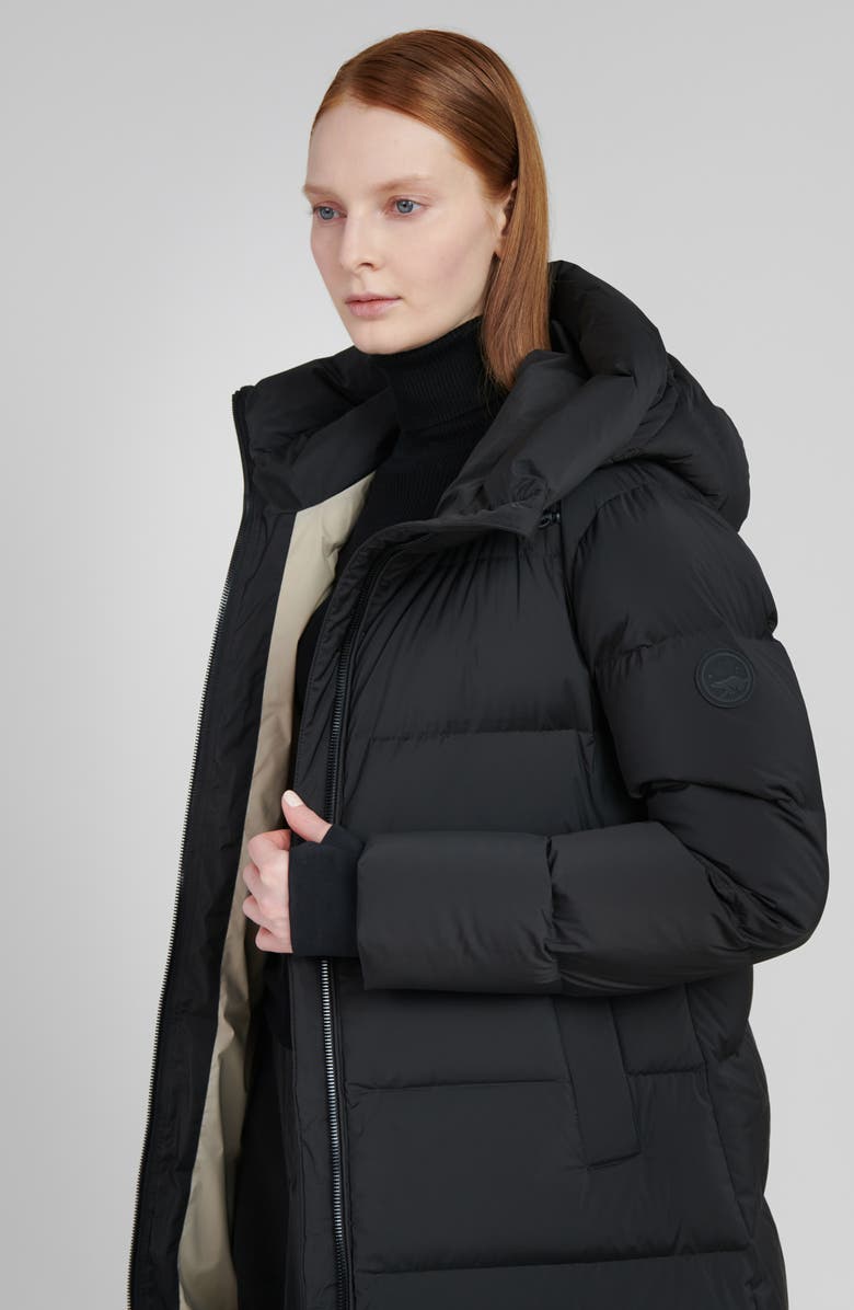 The Recycled Planet Company Water Resistant Hooded Down Coat, Alternate, color, Black