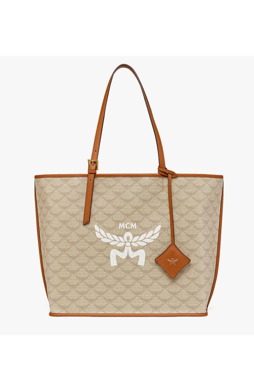Mcm Medium Himmel Lauretos Leather Tote Bag In Brown