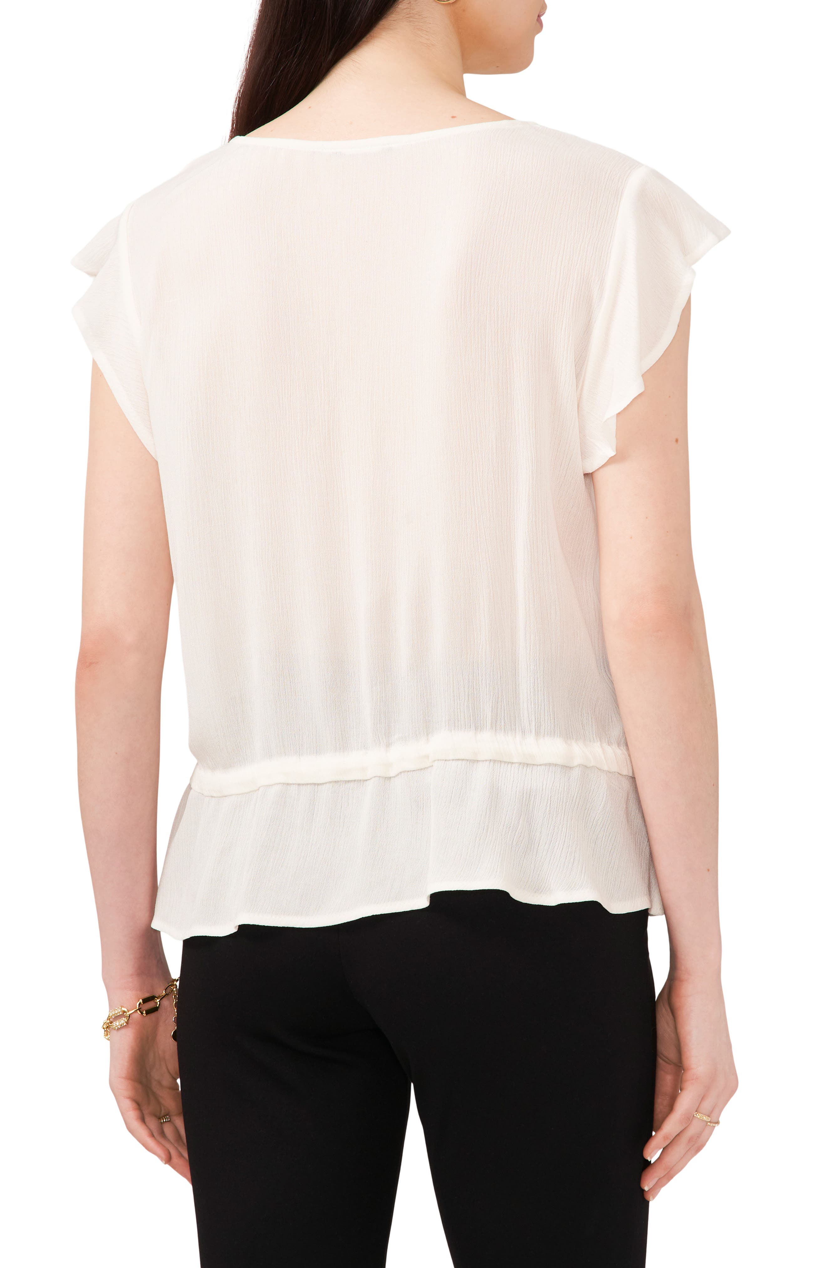 Flutter Sleeve Button-Up Blouse - image 2