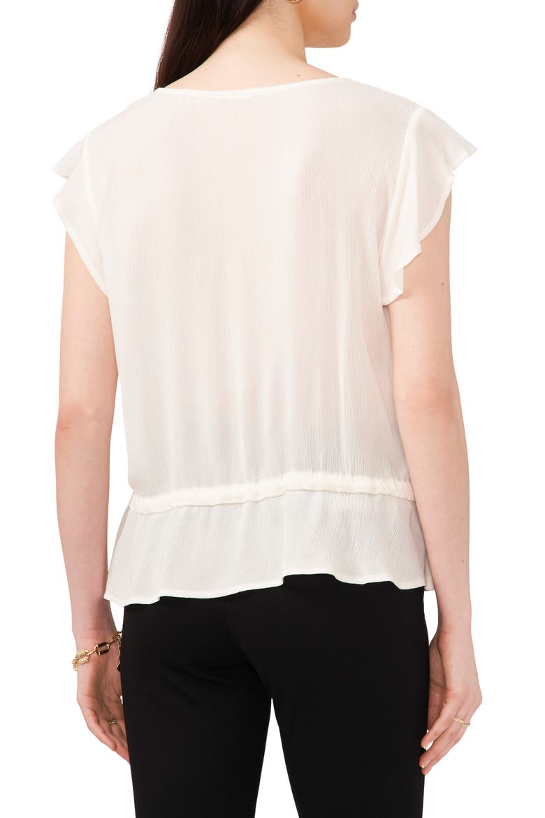Flutter Sleeve Button-Up Blouse, Alternate, color, WHITE