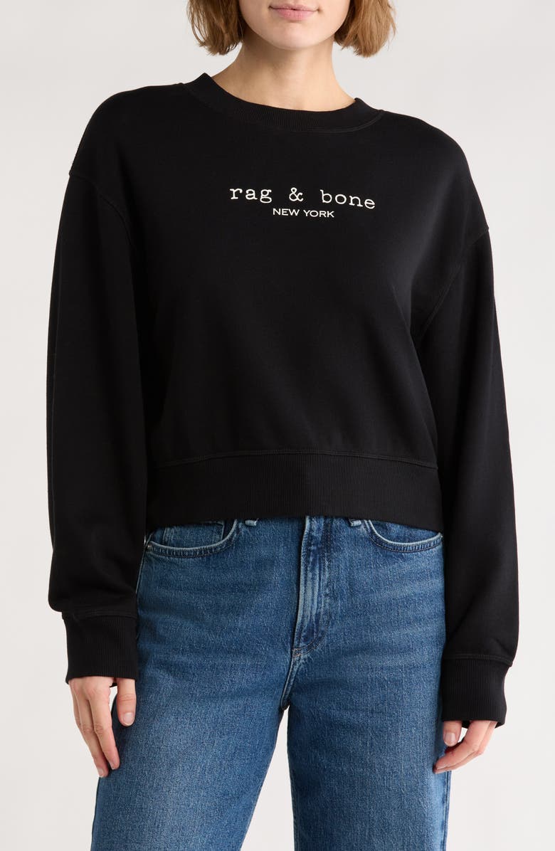 rag & bone Logo Terry Sweatshirt, Main, color, Black