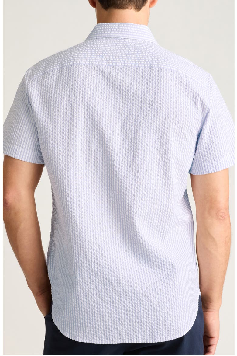 Riviera Slim Fit Short Sleeve Seersucker Button-Up Shirt, Alternate, color, MORGAN SEER SUCKER STRIPE