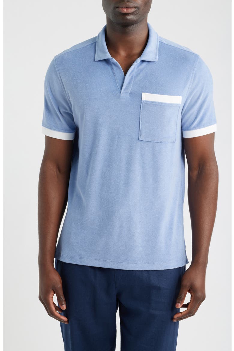 Johnny Collar Terry Cloth Pocket Polo, Main, color, DESERT SPRING