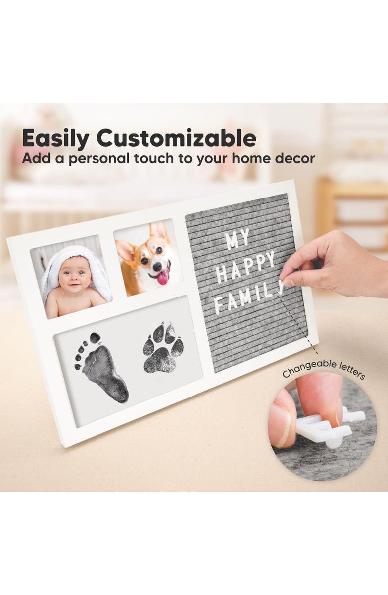 KeaBabies Heartfelt Clean Touch Inkless Hand & Footprint Frame Kit with Letterboard, Alternate, color, Alpine White