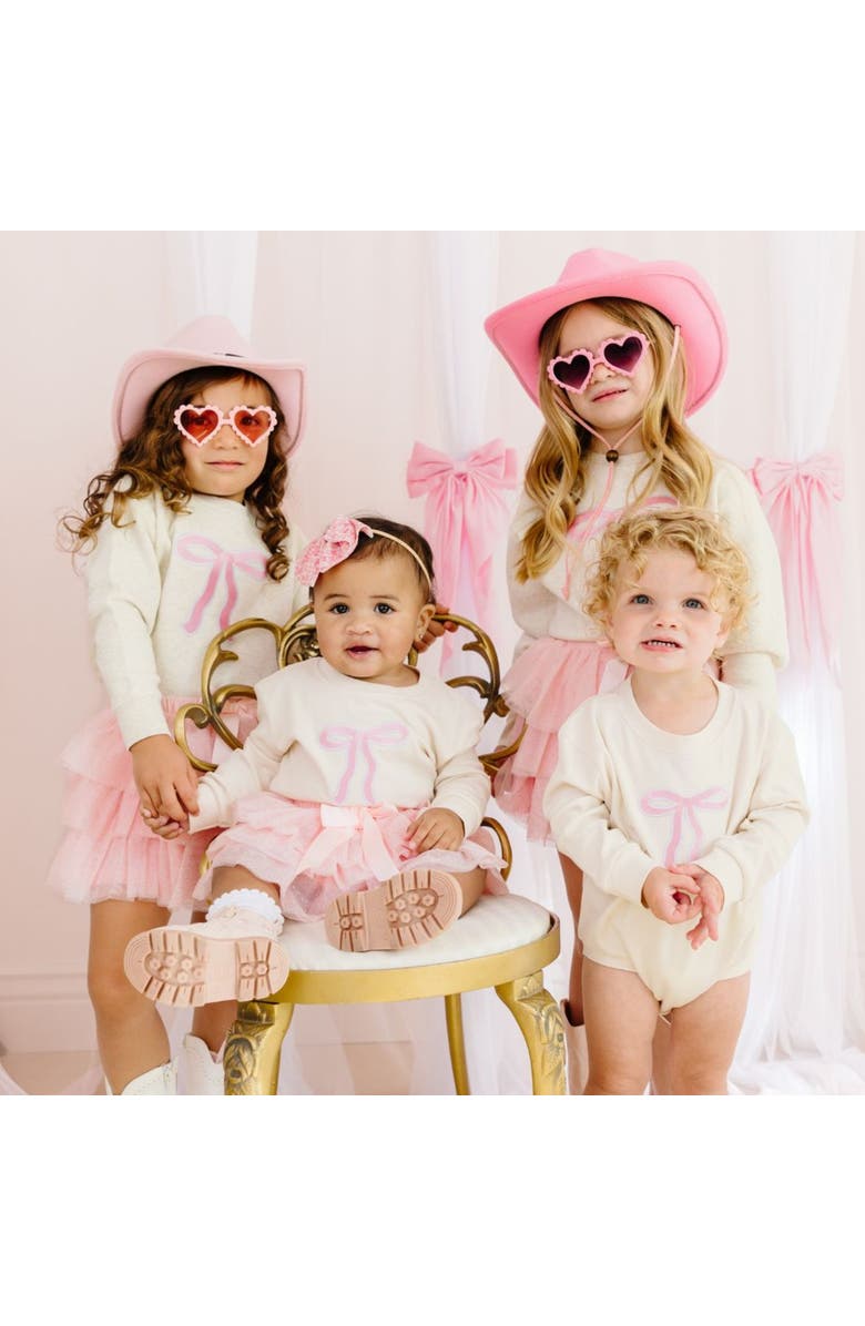 Sweet Wink Bow Patch Long Sleeve Romper, Alternate, color, 