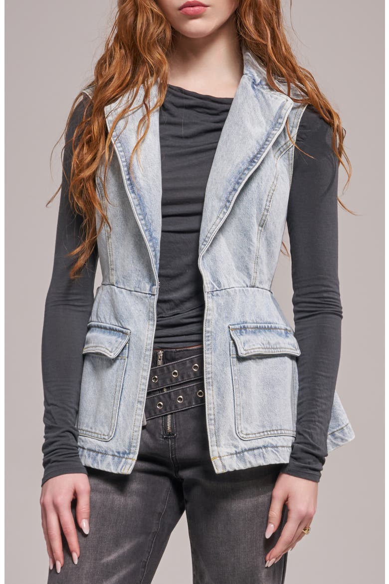 Ryn Denim Peplum Vest, Main, color, DENIM