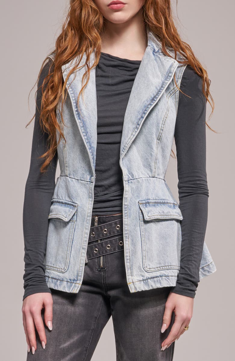 AZALEA WANG Ryn Denim Peplum Vest, Main, color, 