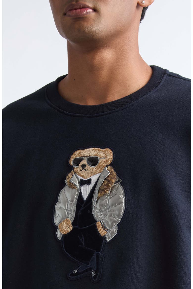 Bear Patch Fleece Sweatshirt, Alternate, color, CHAIRMAN NAVY
