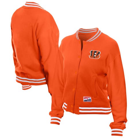 Women's New Era  Orange Cincinnati Bengals Throwback Fleece Full-Snap Jacket