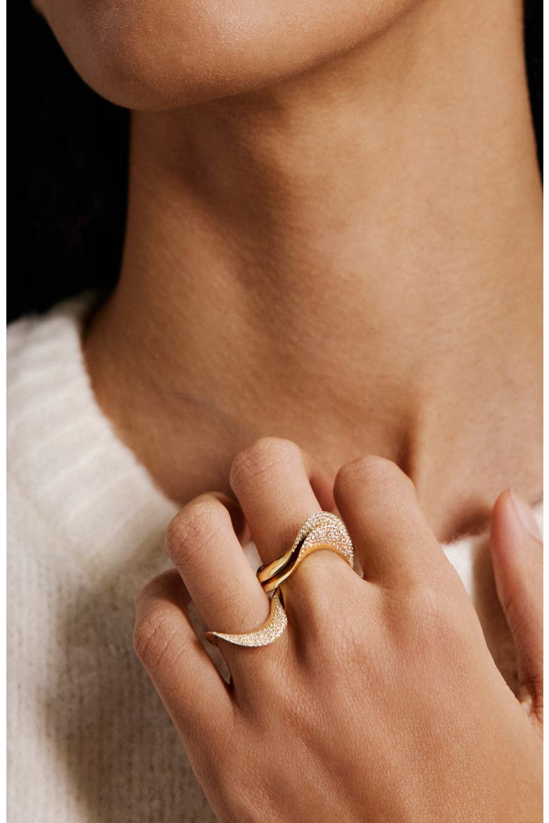 Blend Pavé Diamond Ring, Alternate, color, GOLD