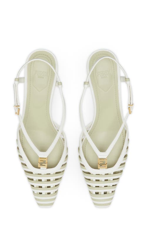 Fendi Two-tone Leather Ffold Pumps In F1str Bianco Set/real Sage