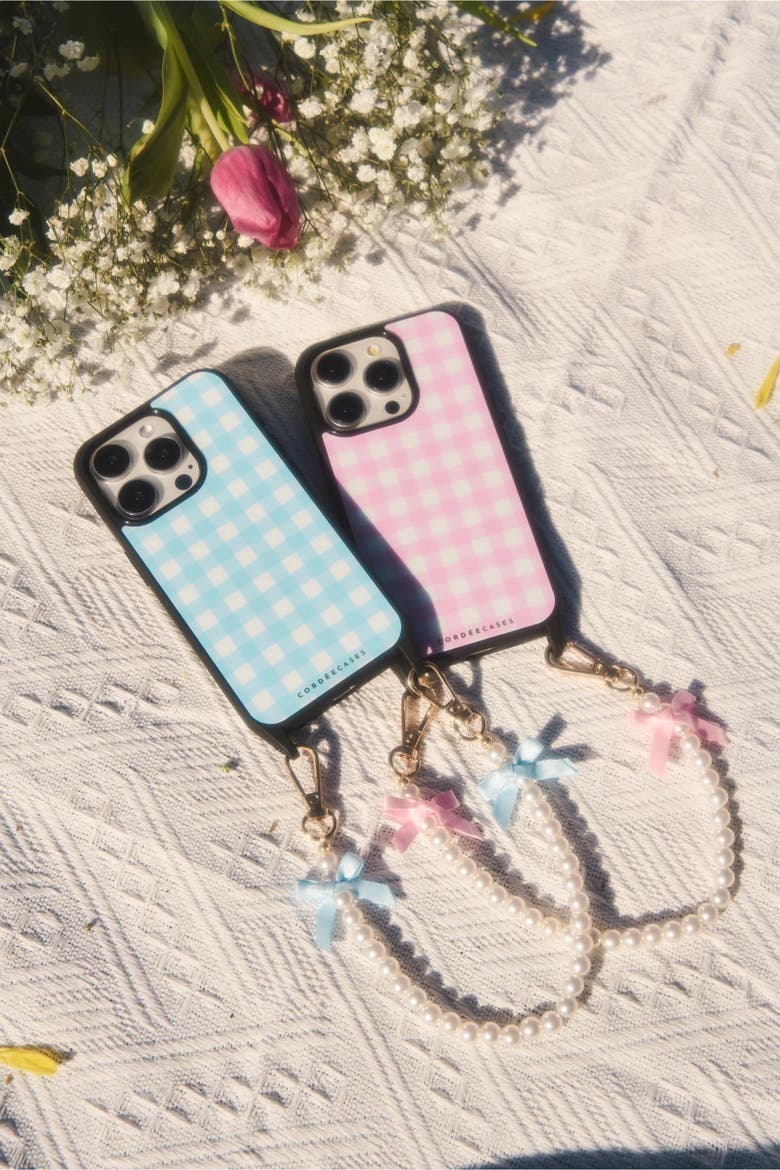 Gingham Darling Phone Wristlet Set, Alternate, color, Powder Blue