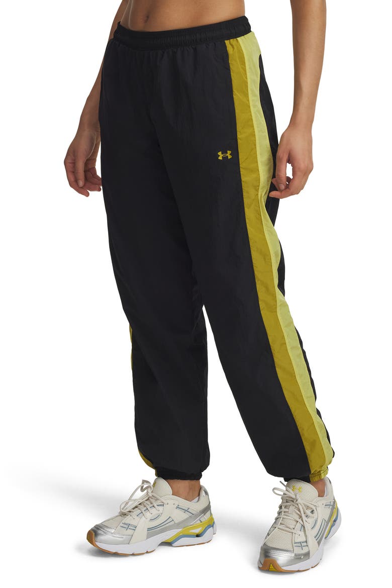 Icon Water Repellent Crinkle Pants, Main, color, BLACK / YELLOW / GREEN