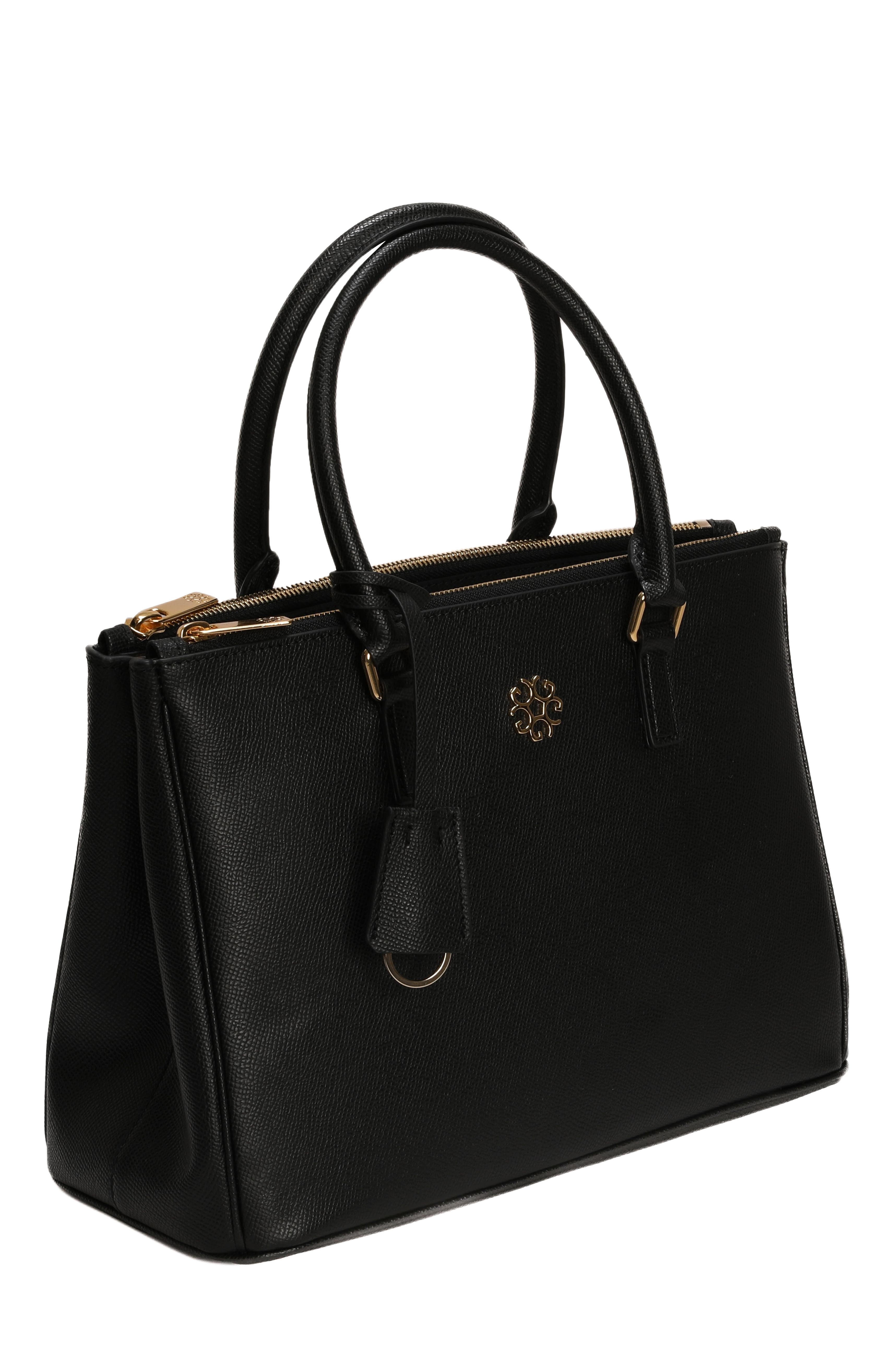 GORSKI Top Handle Leather Purse with Crossbody Strap, Alternate, color, Black