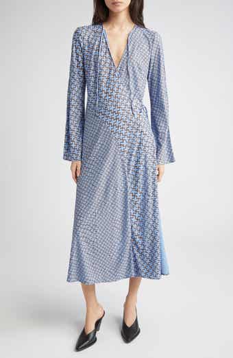 Stine Goya Print Long Sleeve Jersey Maxi Wrap Dress