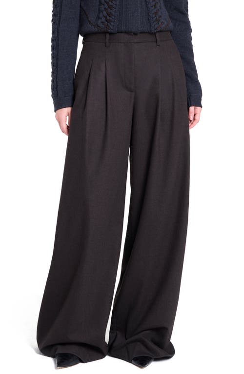Twp Avery Stretch Wool Wide Leg Pants In Brown