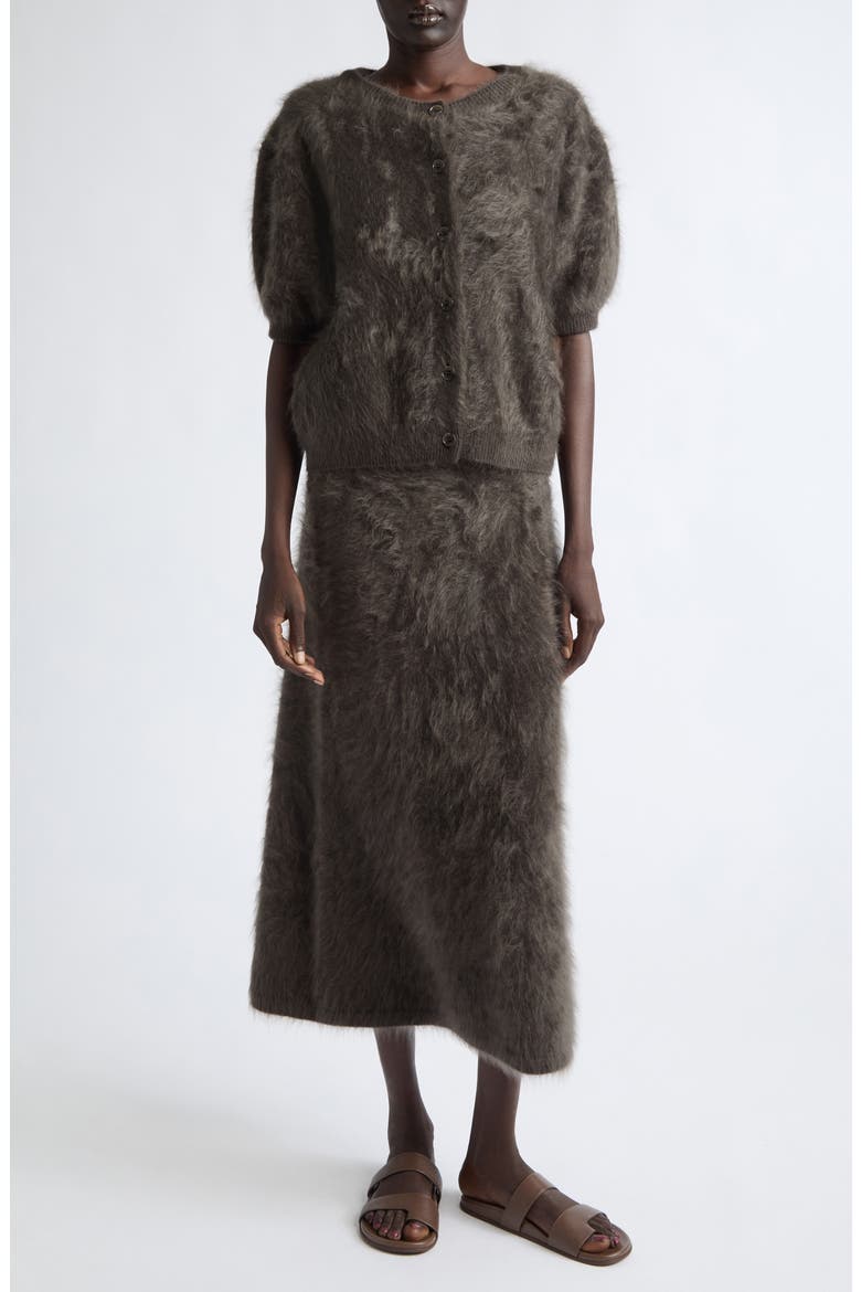 Asta Brushed Cashmere Midi Skirt, Alternate, color, DARK FERN BRUSHED