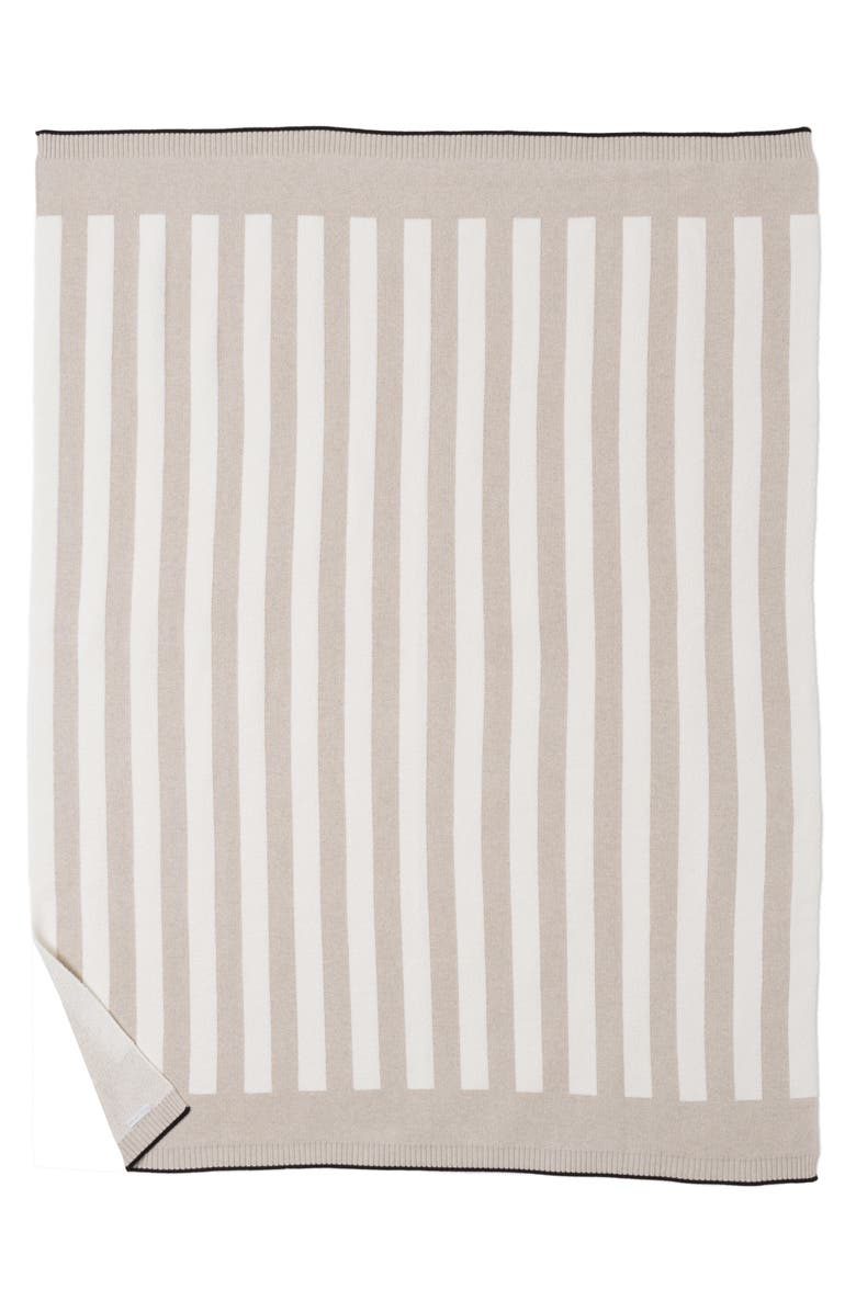 Barefoot Dreams<sup>®</sup> Cozychic<sup>®</sup> Stripe Throw Blanket, Main, color, Oatmeal/ Cream
