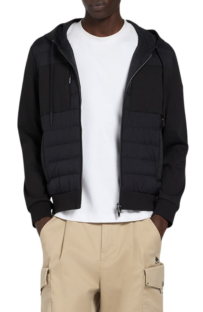 Moose Knuckles Garnier Air Down Hybrid Hooded Jacket, Main, color, Black/ Black