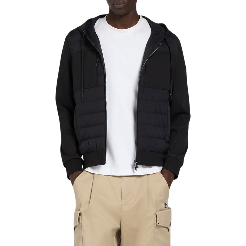Moose Knuckles Garnier Air Down Hybrid Hooded Jacket In Black/black