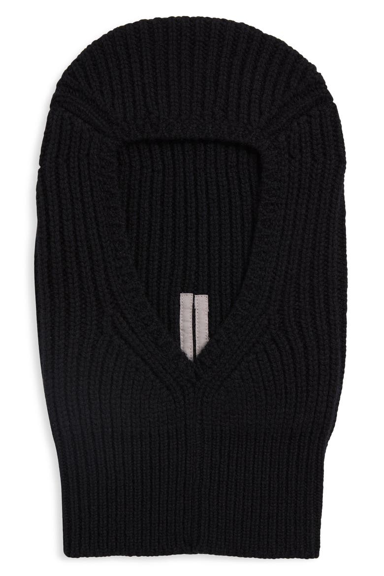 Sphinx Skull Rib Virgin Wool Balaclava, Main, color, BLACK