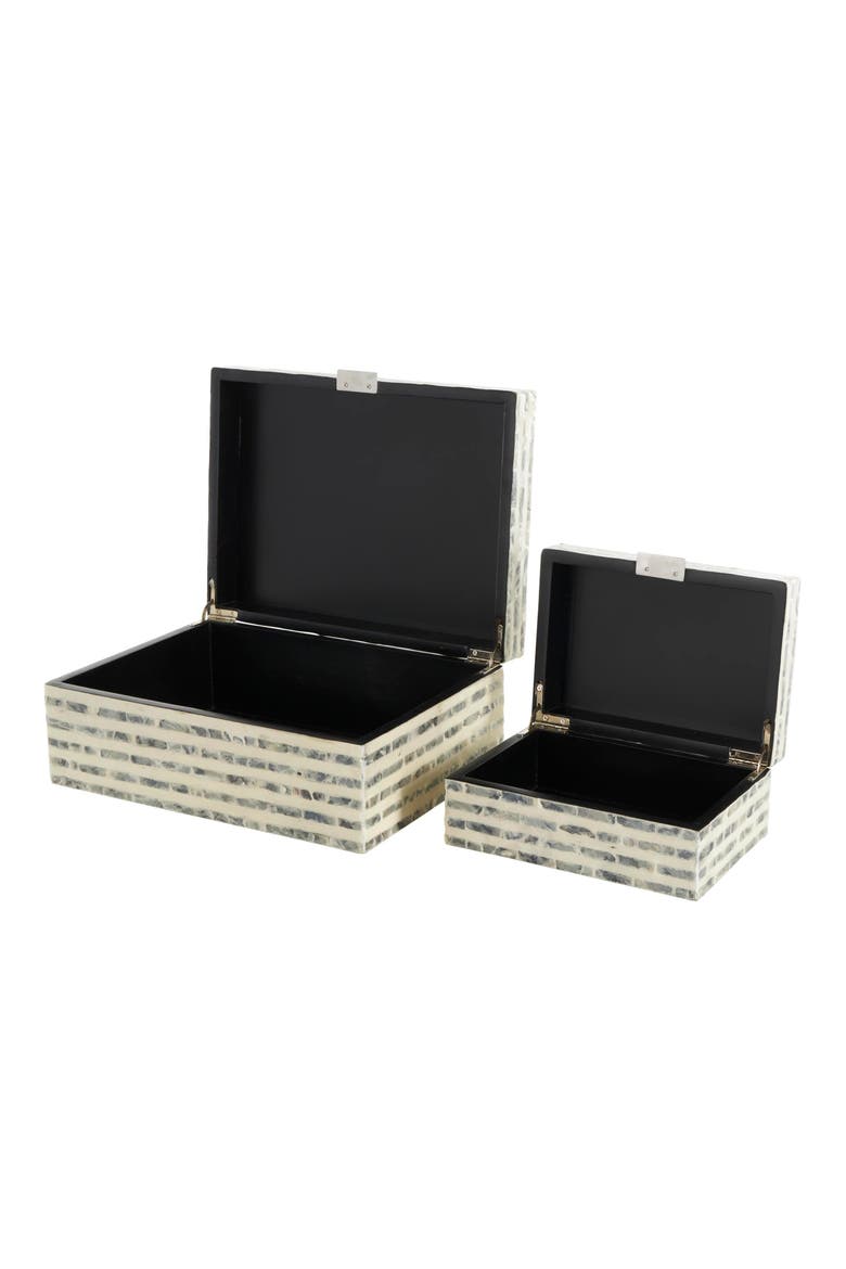 Contemporary Set of 2 Decorative Mother of Pearl Boxes, Alternate, color, CREAM