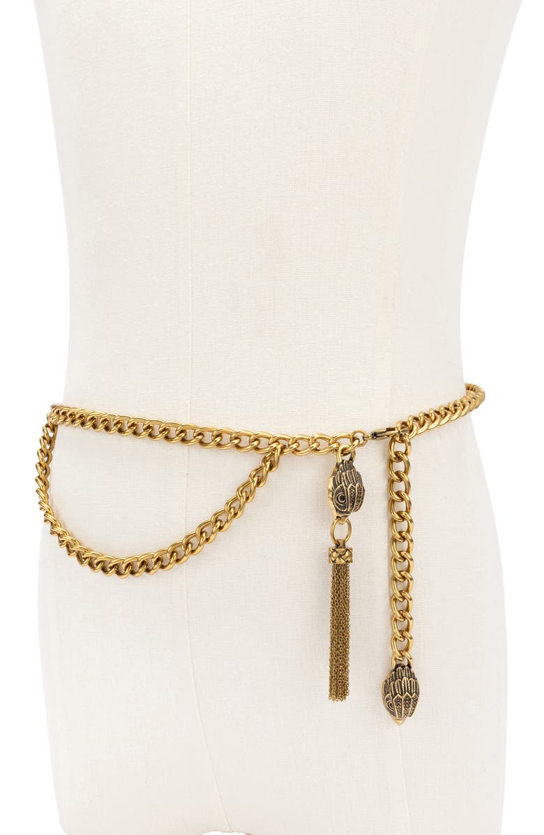 Kurt Geiger London Tassel Chain Belt, Alternate, color, Antique Brass